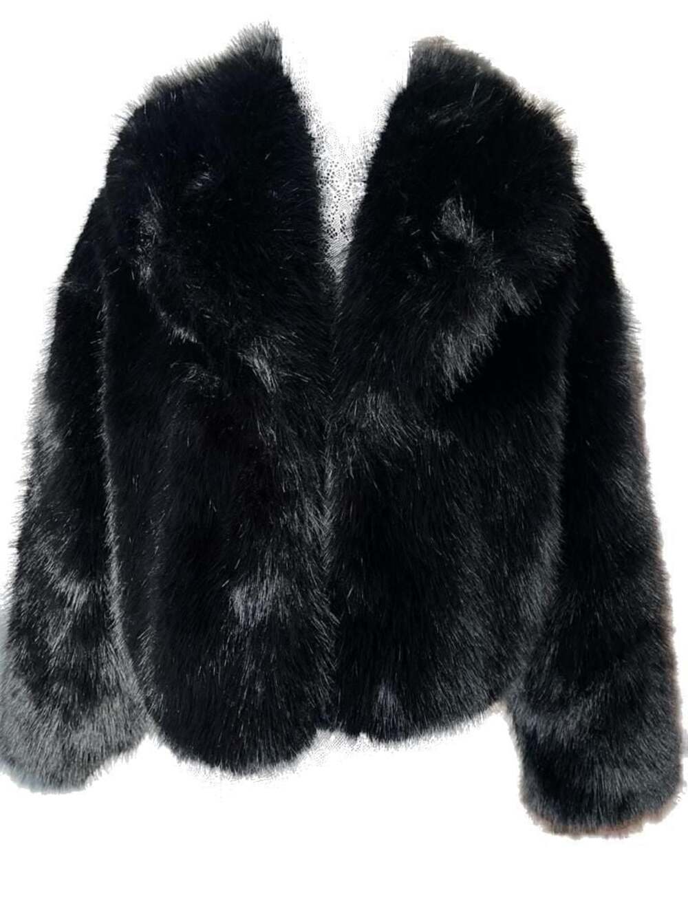 Zara Black Cropped Faux Fur Jacket Size S